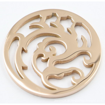 Rose Gold Blume Münze Platte fit für 35mm schwimmende Locket